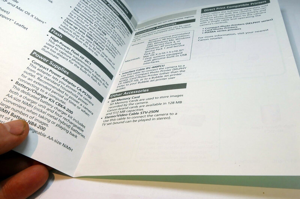 Canon PowerShot S2 IS camera System Map quick set up guide (one sheet)