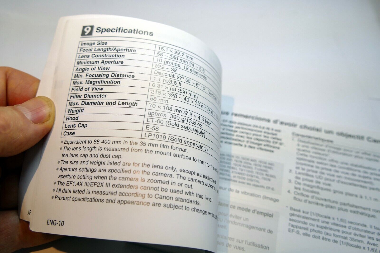 Canon EF-S 55-250mm f4-5.6 IS II Lens Guide Manual EN SP FR JP