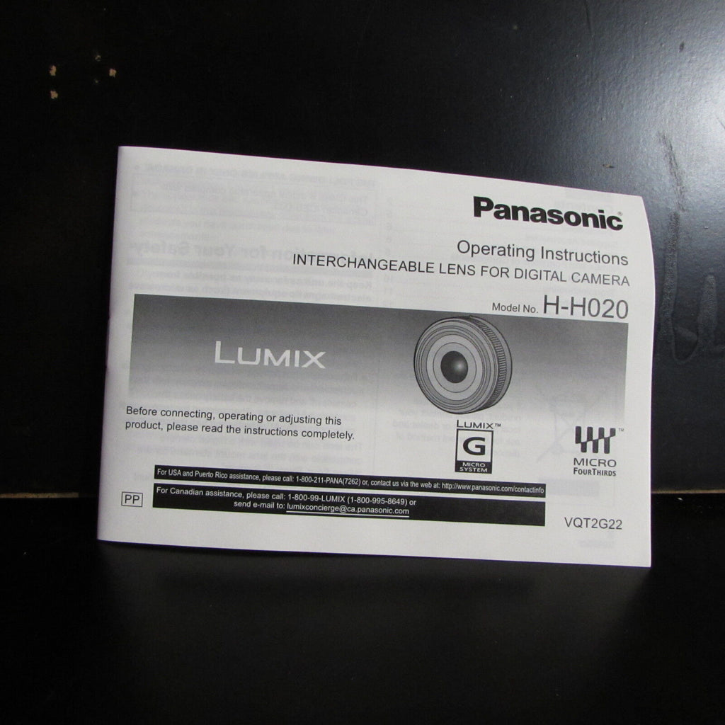 Panasonic Lumix H - H020 Manuel D'utilisation Objektif 20mm f1.7 O401850