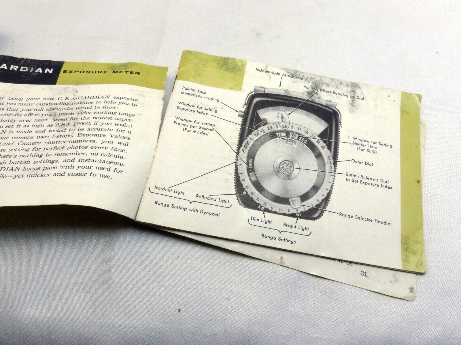 General Electric Guardian Exposure Meter PR-2 Manual Guide Photography (EN)
