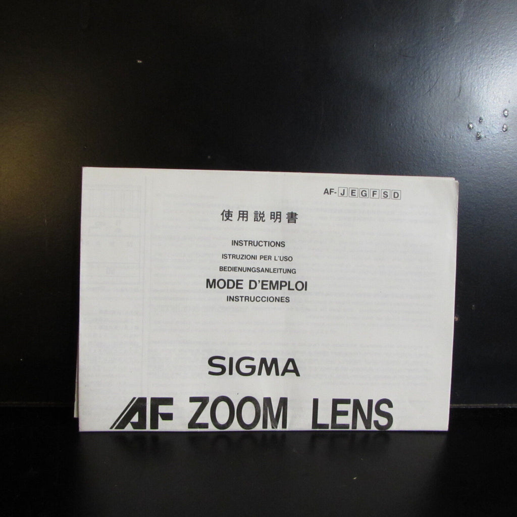 Sigma AF Zoom Lens Guide Instruction 70-210mm f2.8 APO 18-35mm 28-70mm f2.8
