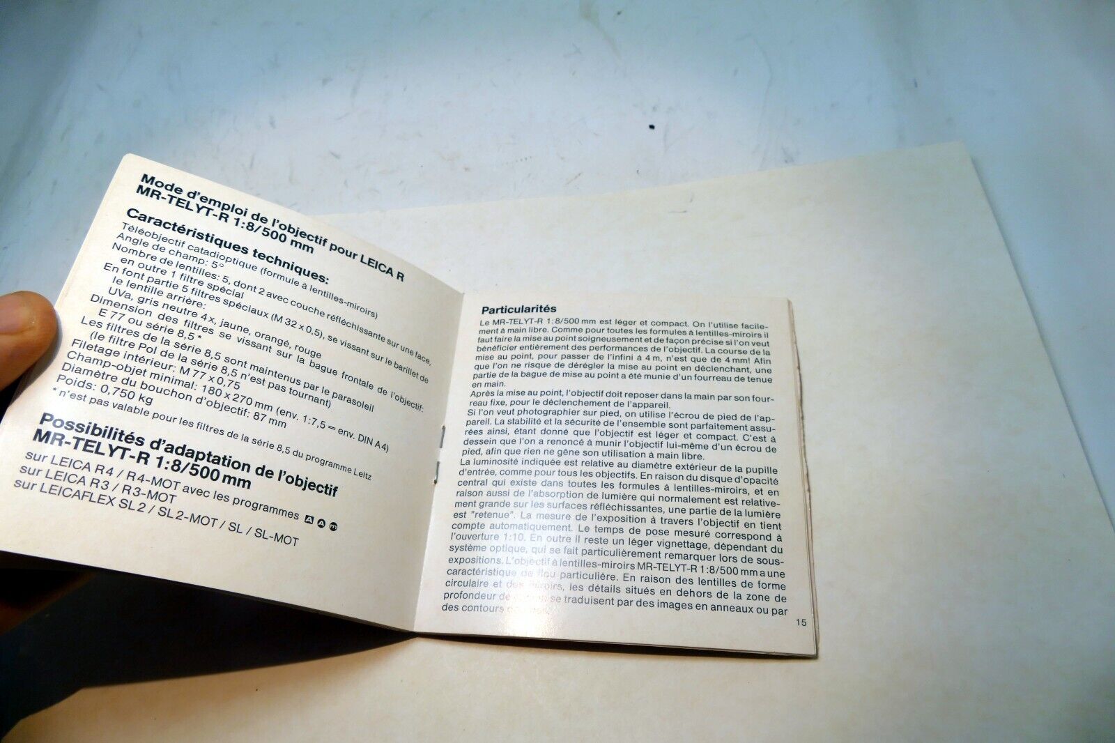 Leica MR-Telyt-R 500mm f8 Lens instruction Guide Book EN GR SP FR