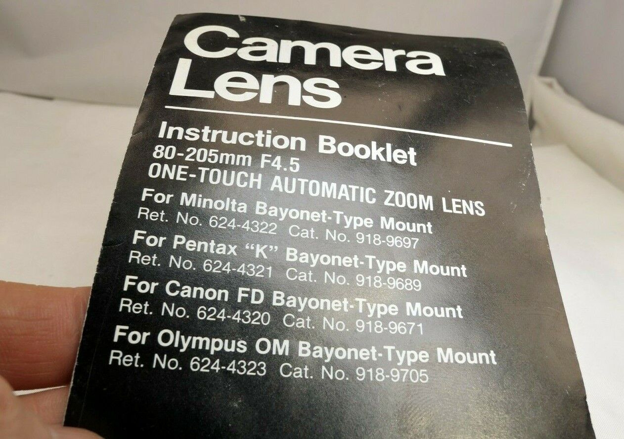 JCPenney Camera lens 80-205mm f4.5 Guide Manual instruction booklet