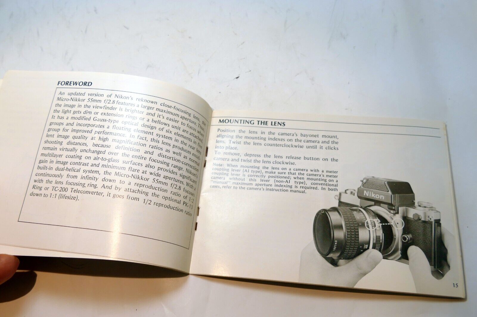 Nikon Micro-Nikkor 55mm f2.8 Ai LENS Instruction Guide Manual 1980