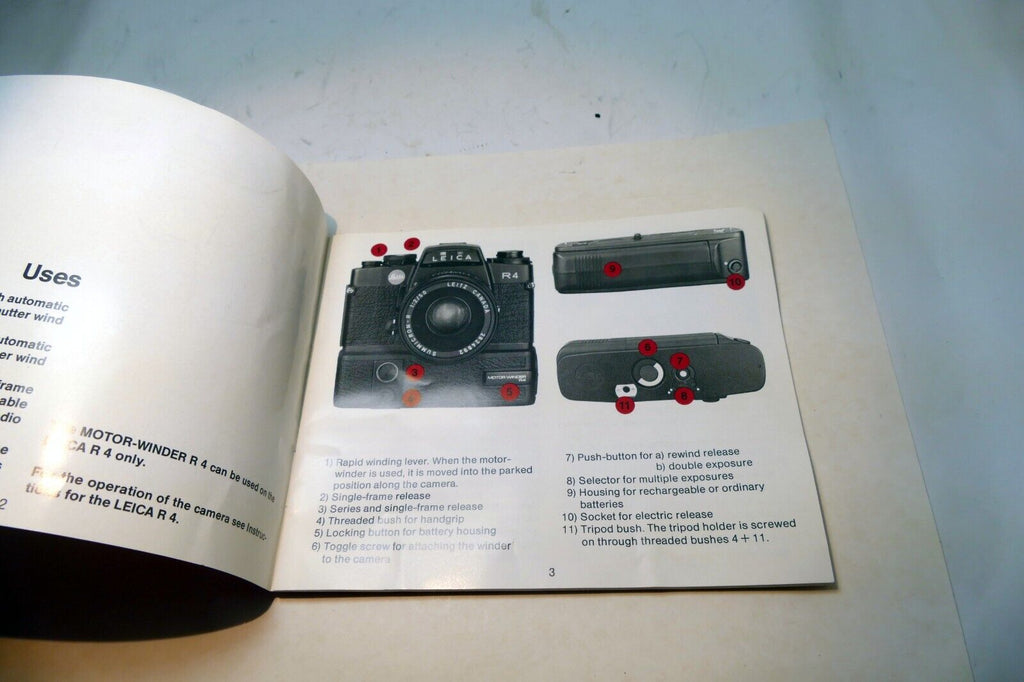 Leica R4 Motor-winder R-4 instruction Guide Book manual EN English