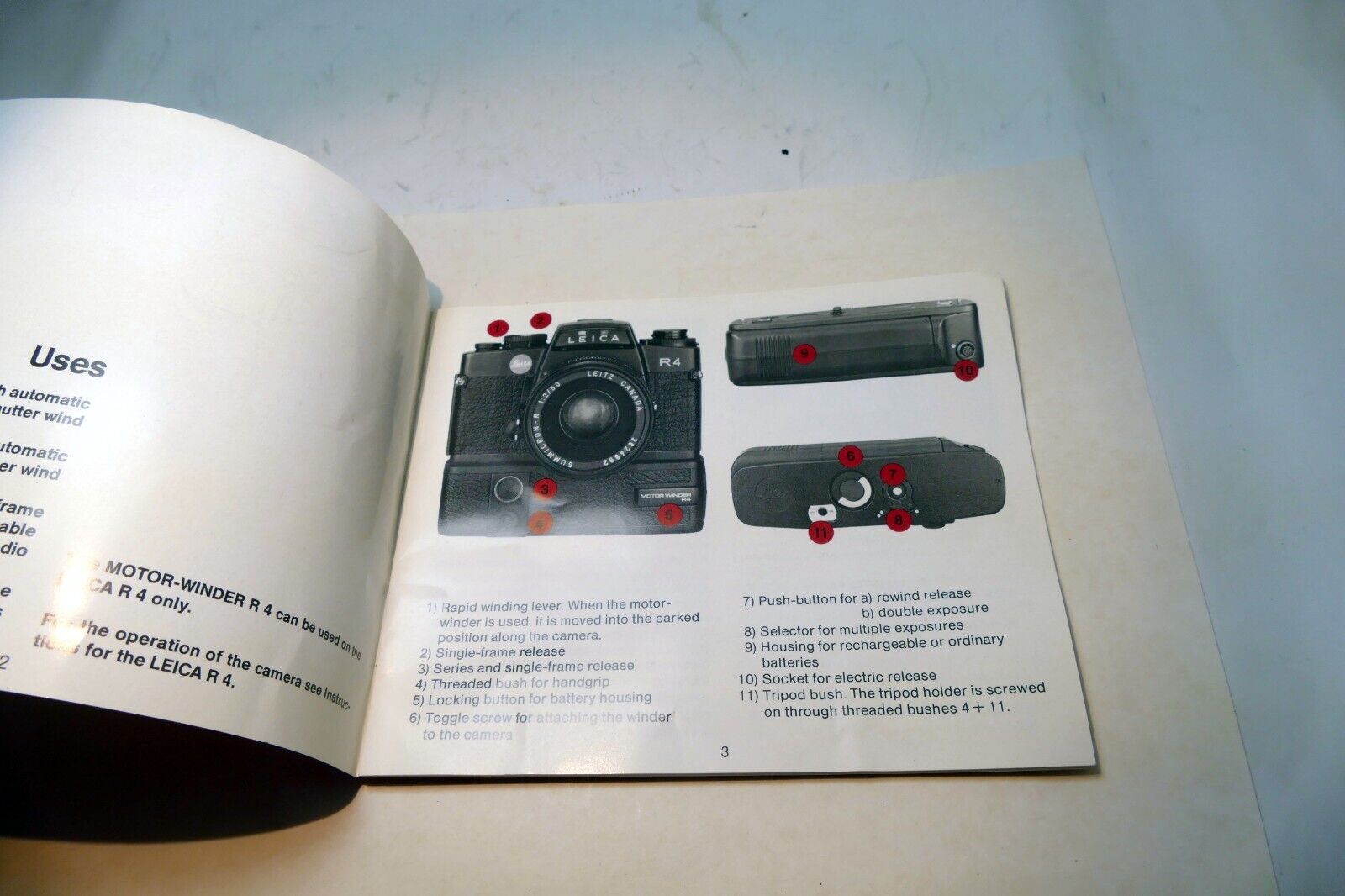 Leica R4 Motor-winder R-4 instruction Guide Book manual EN English