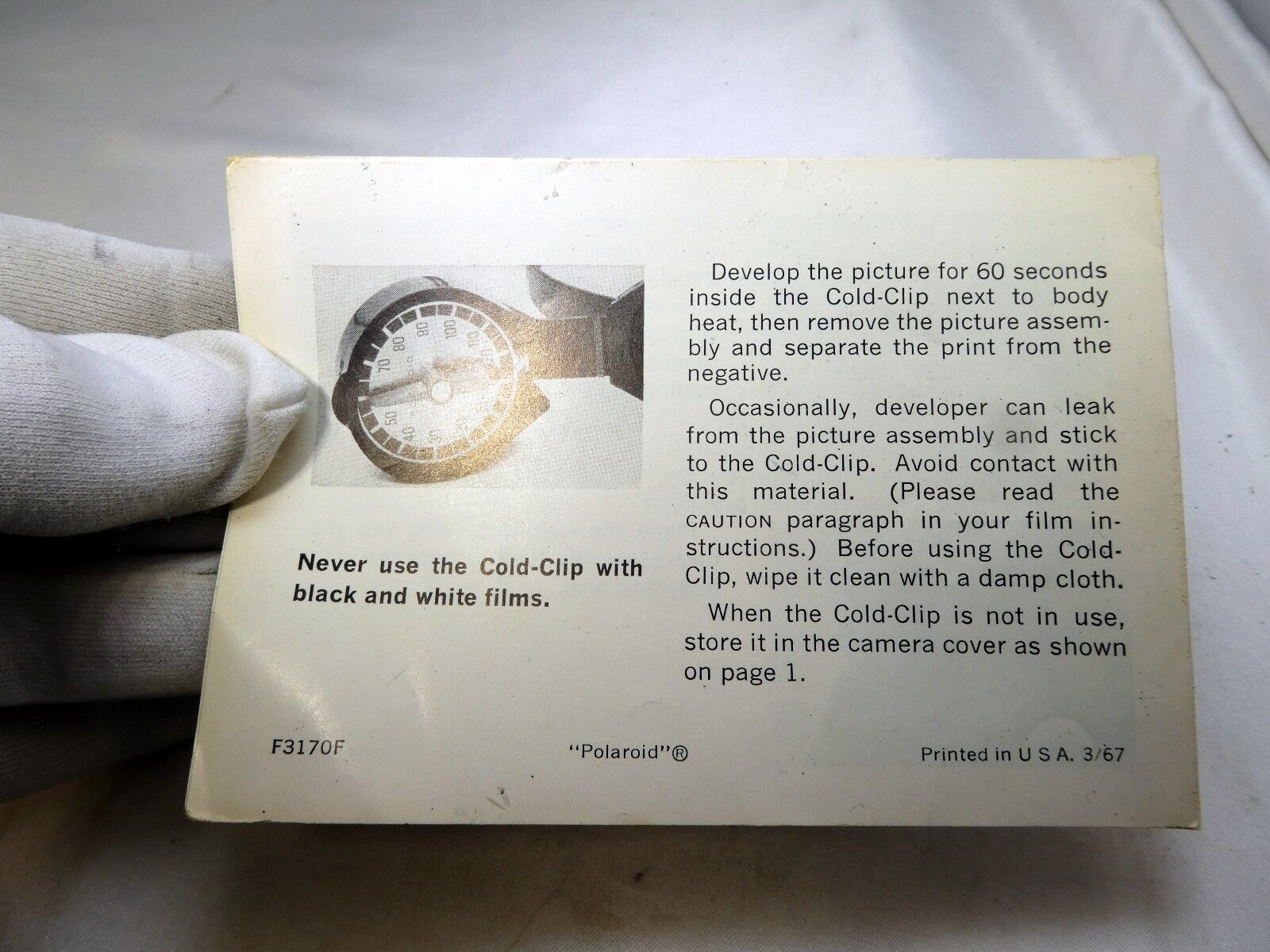 Polaroid Camera How to use Cold Clip  instructions Guide 75 speed