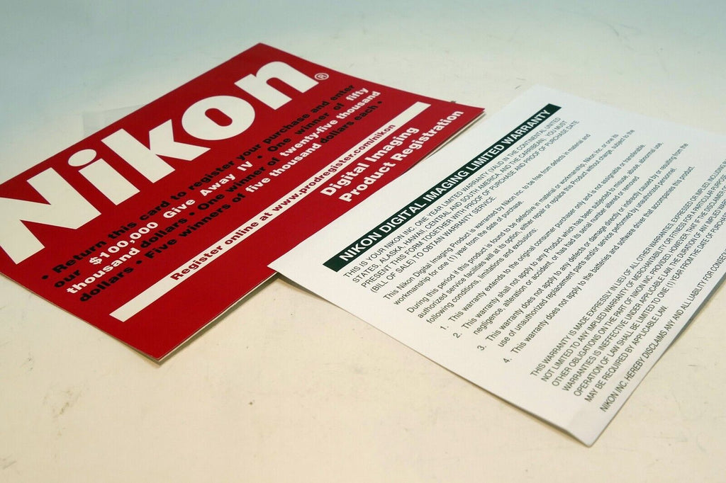 Nikon Coolpix 4200 camera warranty instructions information card