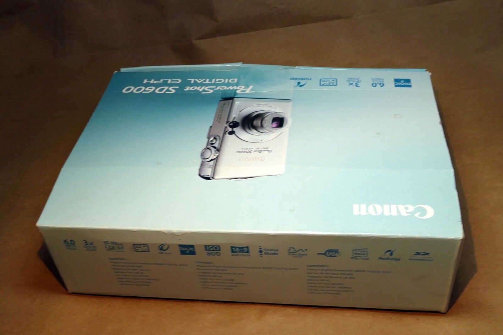 empty lens box (ONLY) CANON Power Shot SD600 Digital Elph -  BOX ONLY