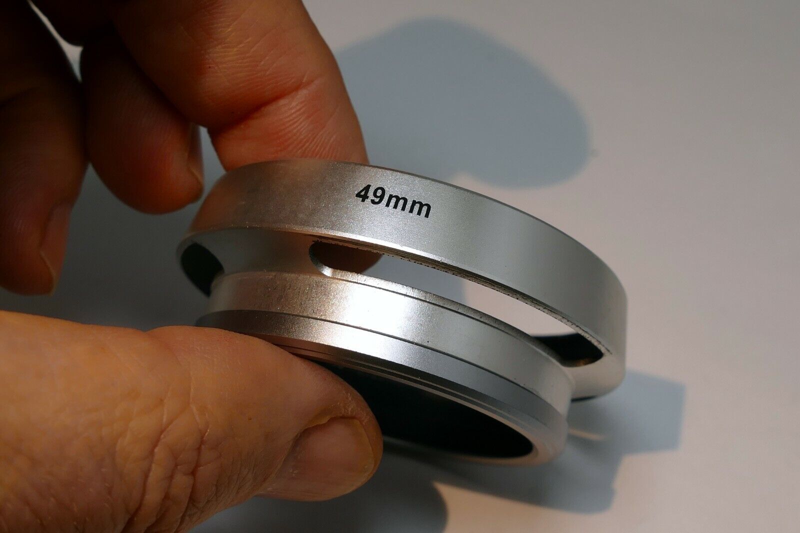 49mm Metal Lens Hood Shade screw on type vented silver threaded