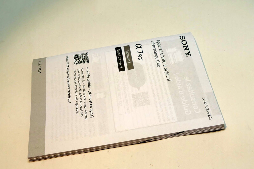 Sony Alpha α7R IV Camera ILCE7RM4 guide manual operating French Mode d'emploi