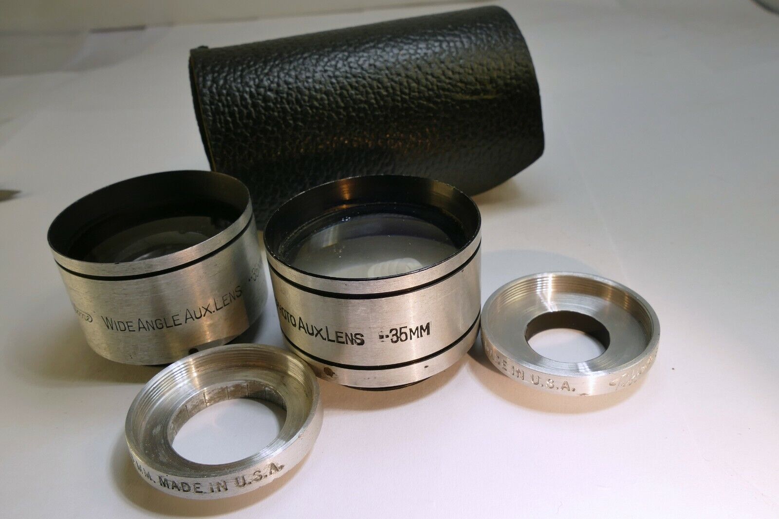 Spiratone AUX WA Lens series 5 V adapters 35mm wide angle Telephoto 11733 23504