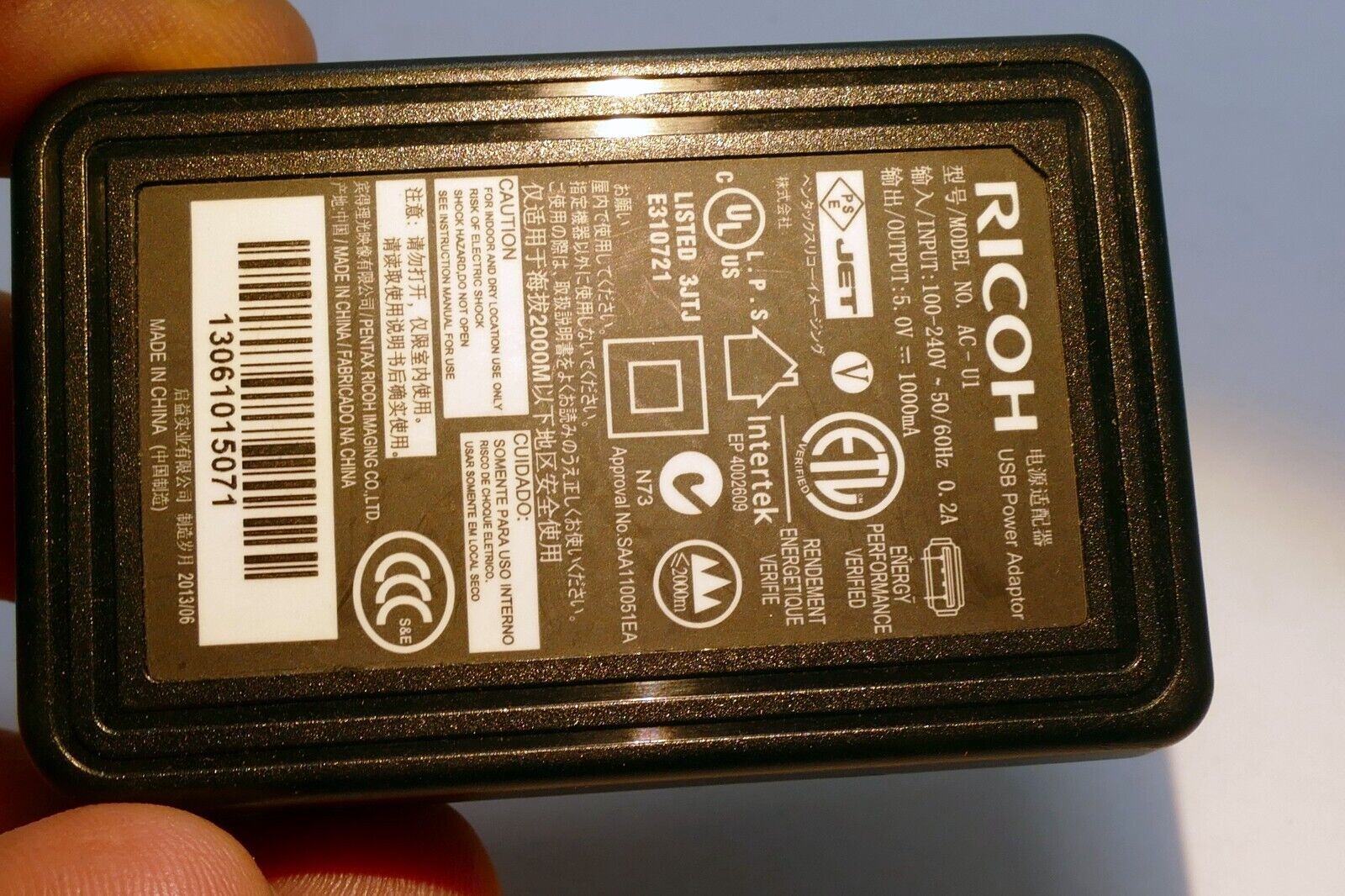 RICOH charger AC-U1 Power adapter (missing wall plug) - Genuine