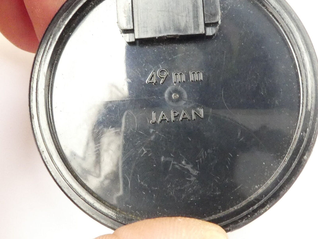 Used Super Albinar 49mm Lens Front Cap Black snap-on type plastic Japan