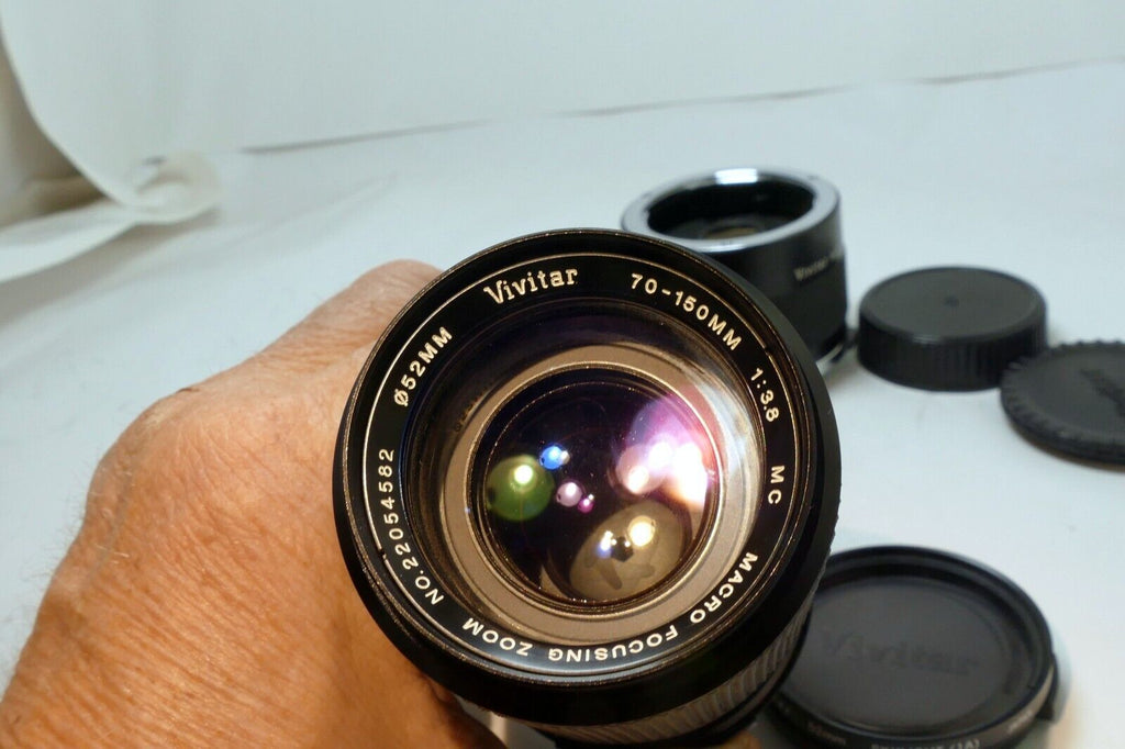 Vivitar 70-150mm f3.8 Manual Focus Lens w/ 2X teleconver Olympus OM mount - MINT