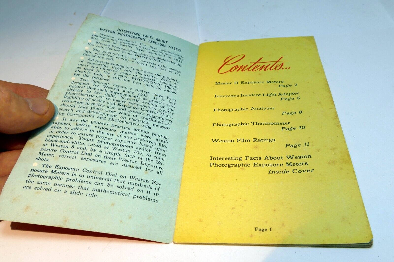 Weston vintage light meter sales brochure  guide Master II Thermometer
