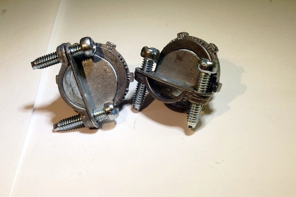 two 3/8" Straight Nonmetallic Sheath Cable Connector Die Cast Zinc calpms 1/2"