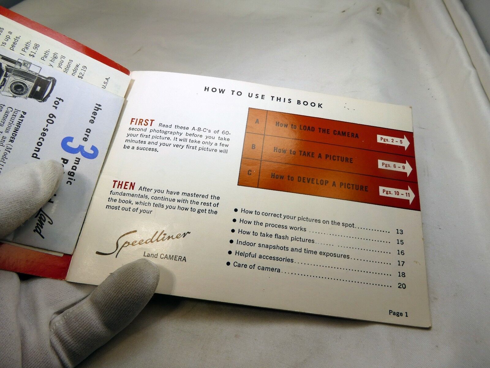 Polaroid speedliner Land 95A Camera Instructions Manual Guide  English EN