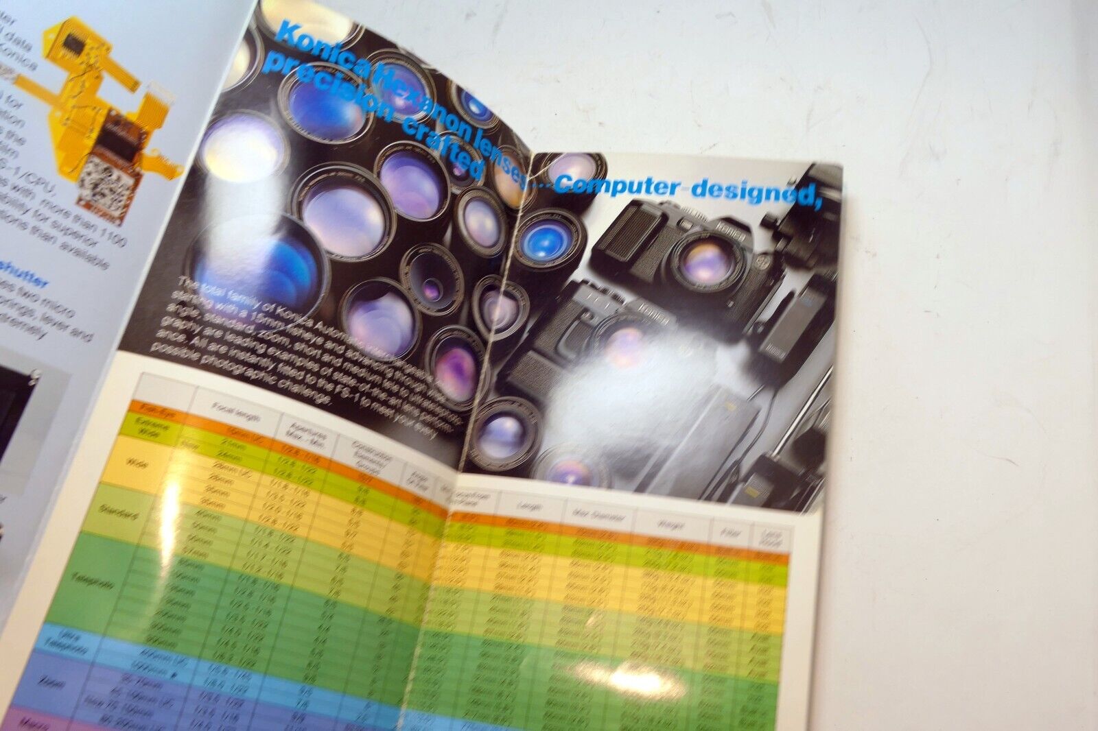 Konica FS-1 camera with built in winder Brochure  Accesory guide