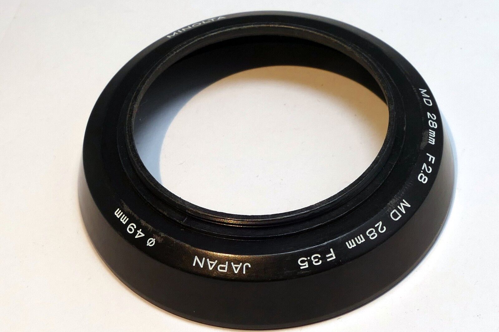 49mm Minolta Lens Hood Shade for MD 28mm f3.5 f2.8 threaded - Genuine OEM