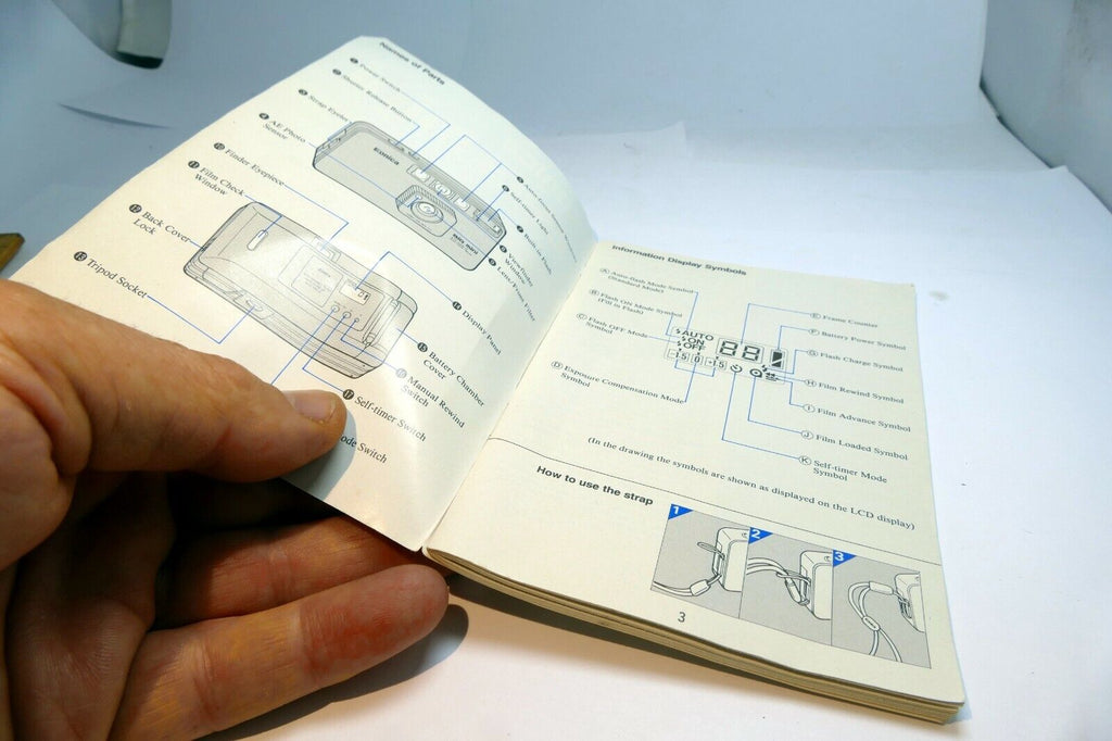 Konica Big Mini BM-201 Camera Guide Instruction Manual English Francais Espanol