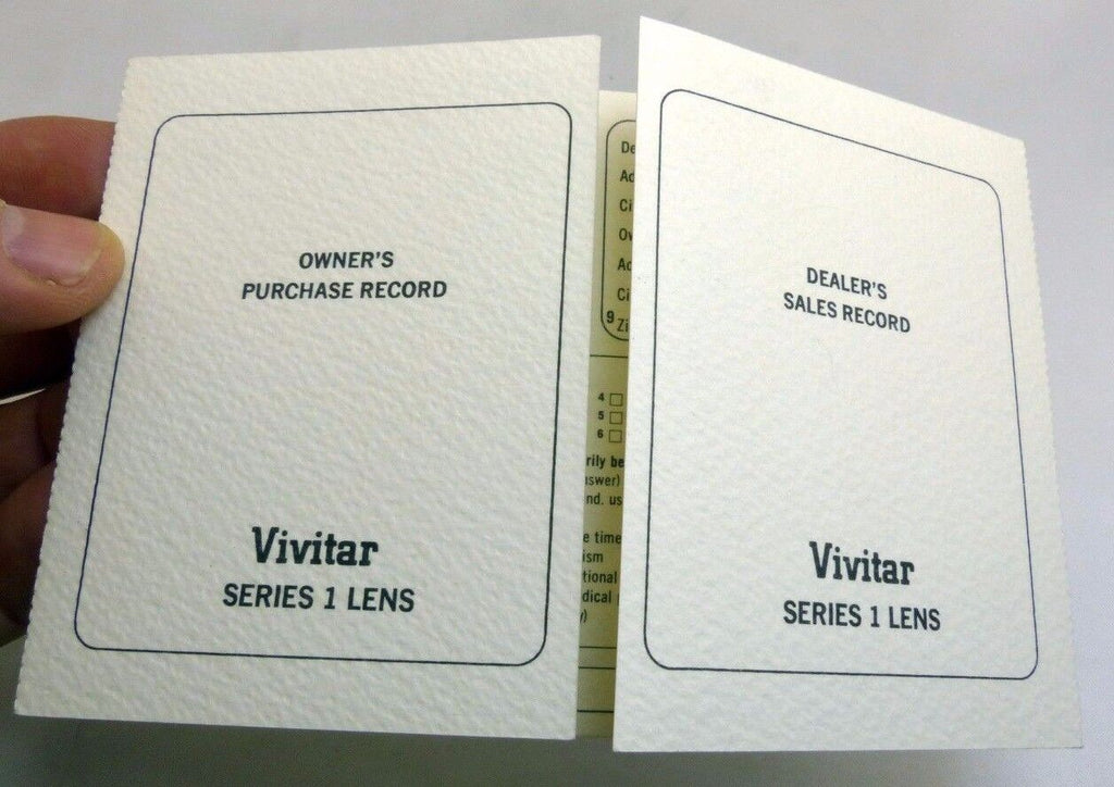 Vivitar series 1 lens Dealers sales record Owner's Purchase record