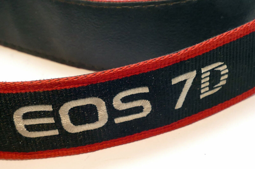 Canon EOS 7D Mark I Black-Silver Logo Camera Neck Strap - genuine original OEM