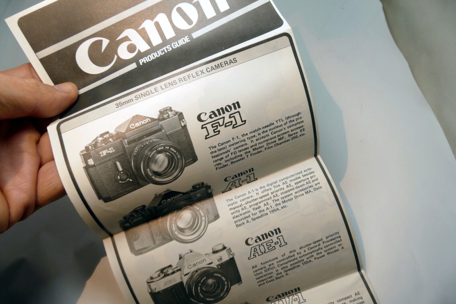 Canon Products F1 A-1 G-III 17 28 Brochure Advertisement vintage camera 1970's