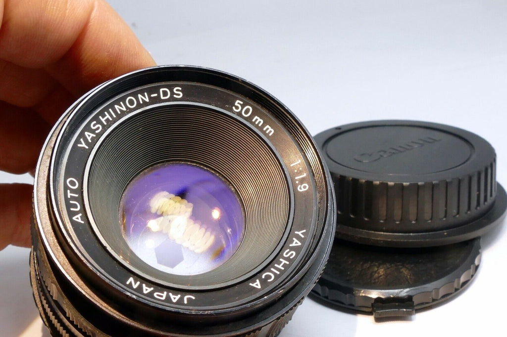 Yashica 50mm f1.9 M42 Lens adapted to Canon EOS EF SLR cameras T7i T8i 90D 80D