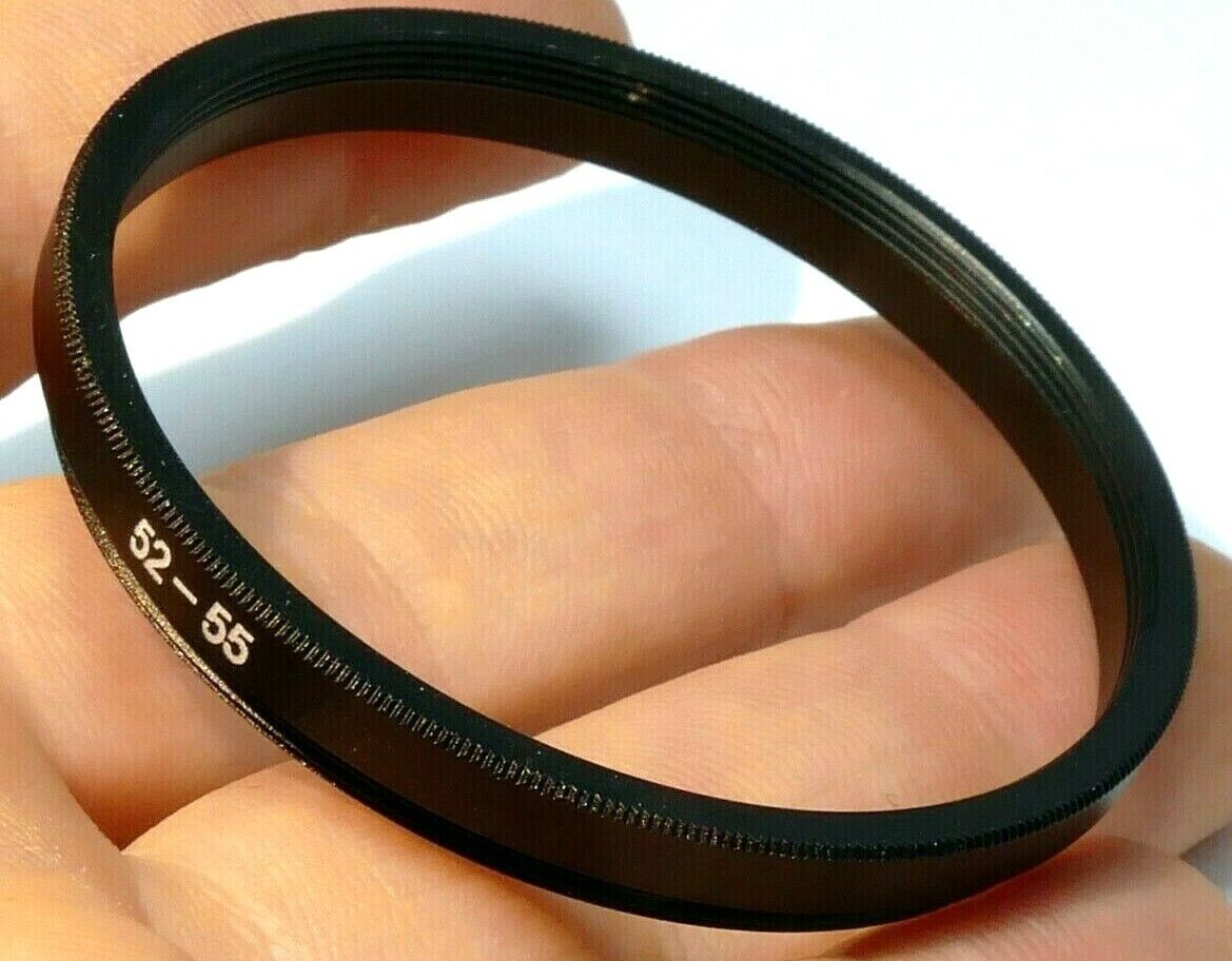 55mm to 52mm ring Metal adapter threaded step-down with ribbed rim