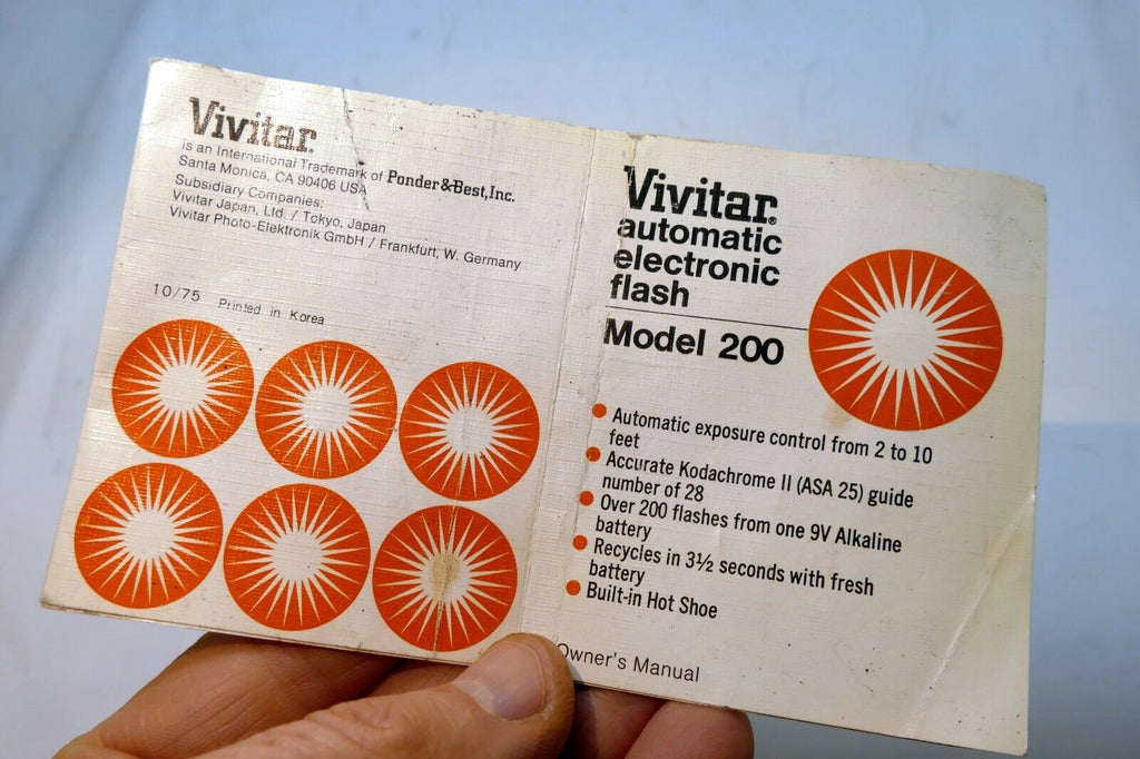 Vivitar Auto 200 model flash  Instructions manual guide English EN