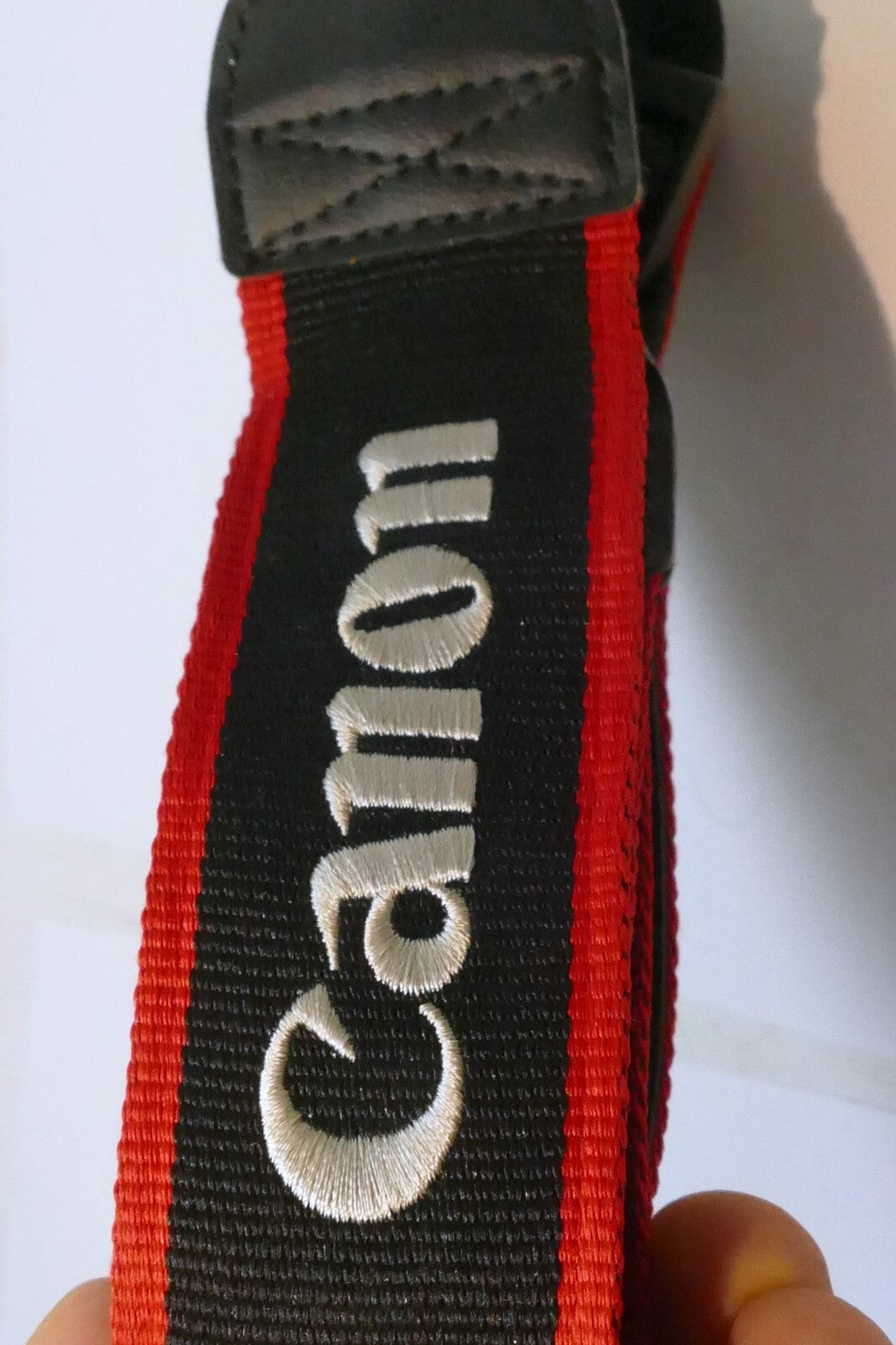 Canon EOS 90D Camera Neck Shoulder Strap Canvas Black/Red - Genuine OEM