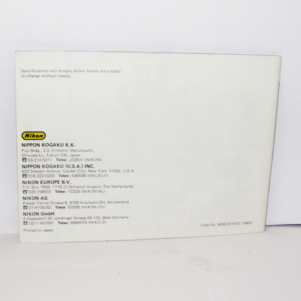 The Nikon way to Photography Photo Guide Brochure F 1970's O31306 English EN