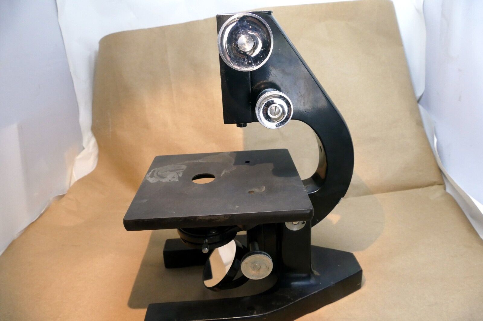 Stage Base and arm for BAUSCH & LOMB Optical BRASS MICROSCOPE 1938