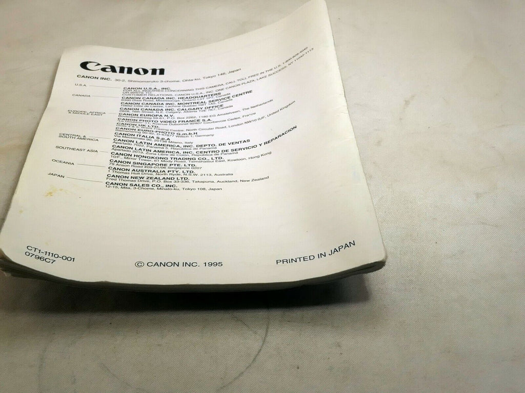 Canon EOS ELAN II II-E Camera Owner's Guide Instructions English E