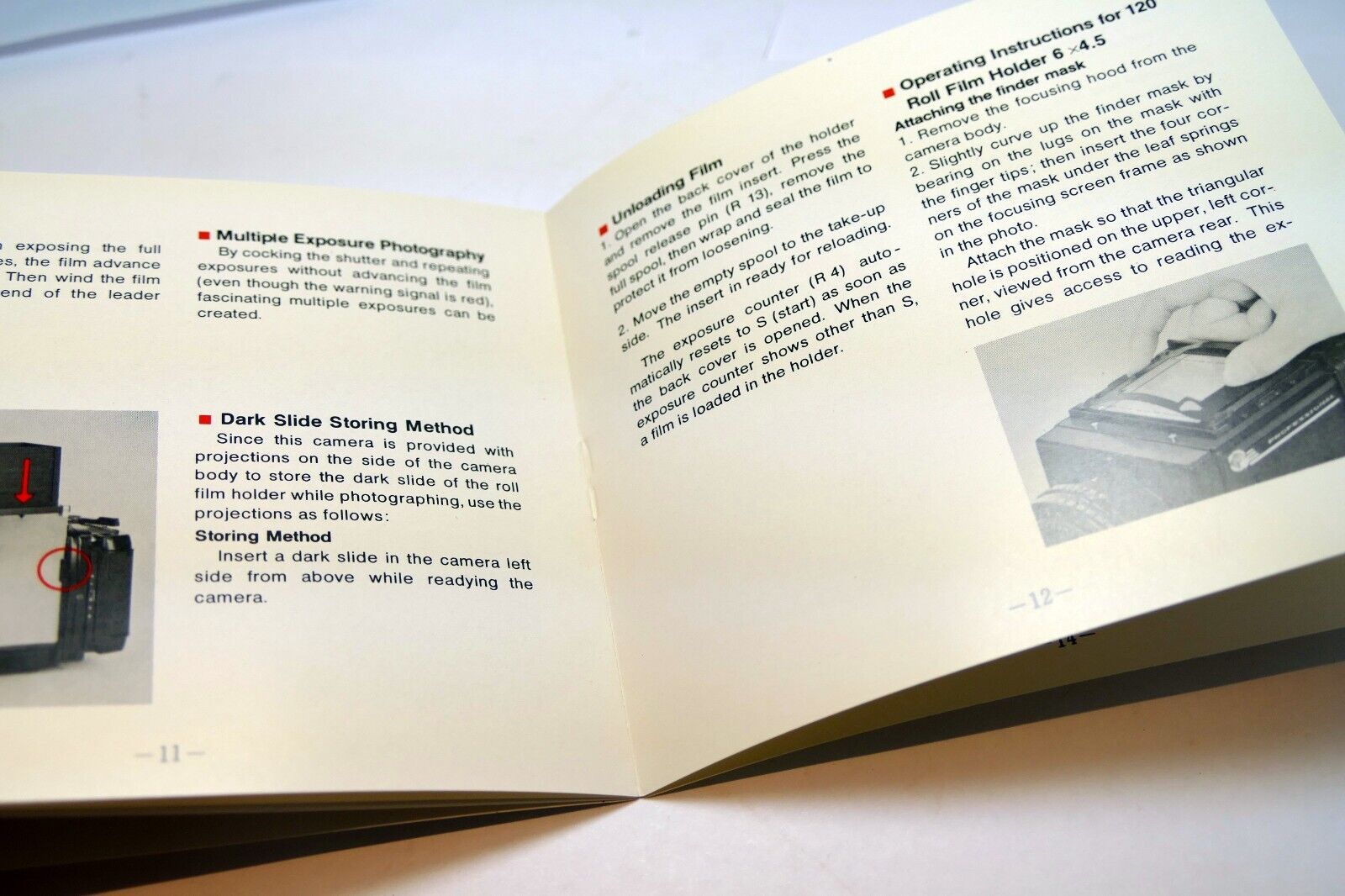 Mamiya RB67 6X7 Roll Film Back Holder OWNER'S MANUAL GUIDE Instructions