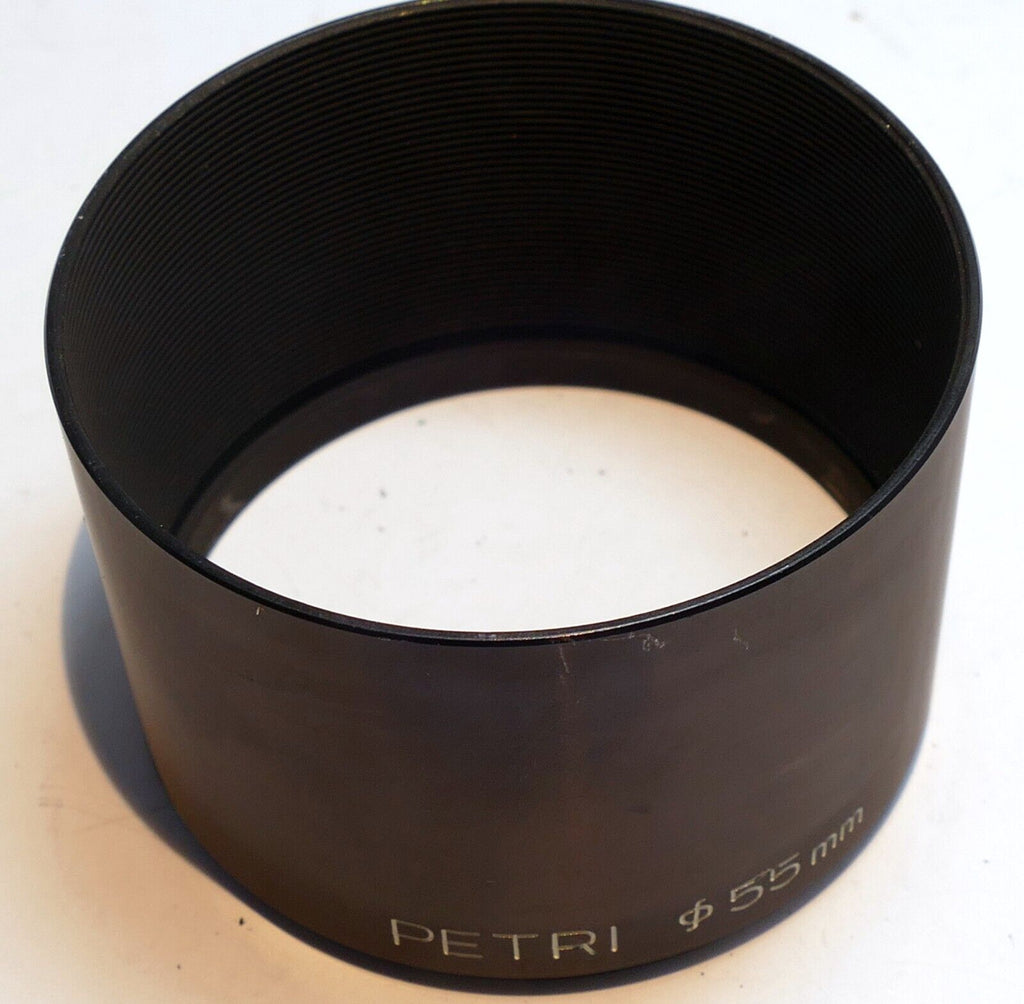 PETRI 55mm threaded Lens Hood Shade screw in metal telephoto