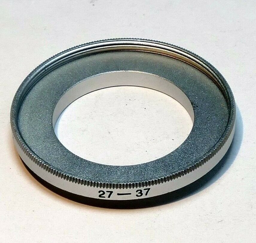 27mm to 37mm Step Up lens ring adapter  screw in threaded (chrome)