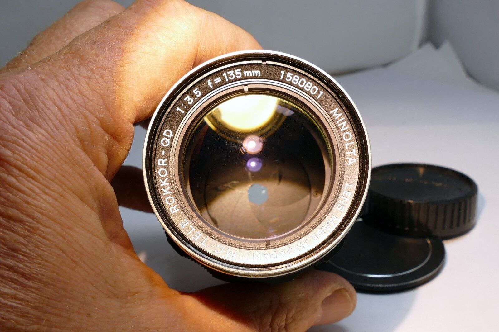 Minolta MC Tele Rokkor QD 135mm f3.5 Lens - AS IS with aperture oil stuck