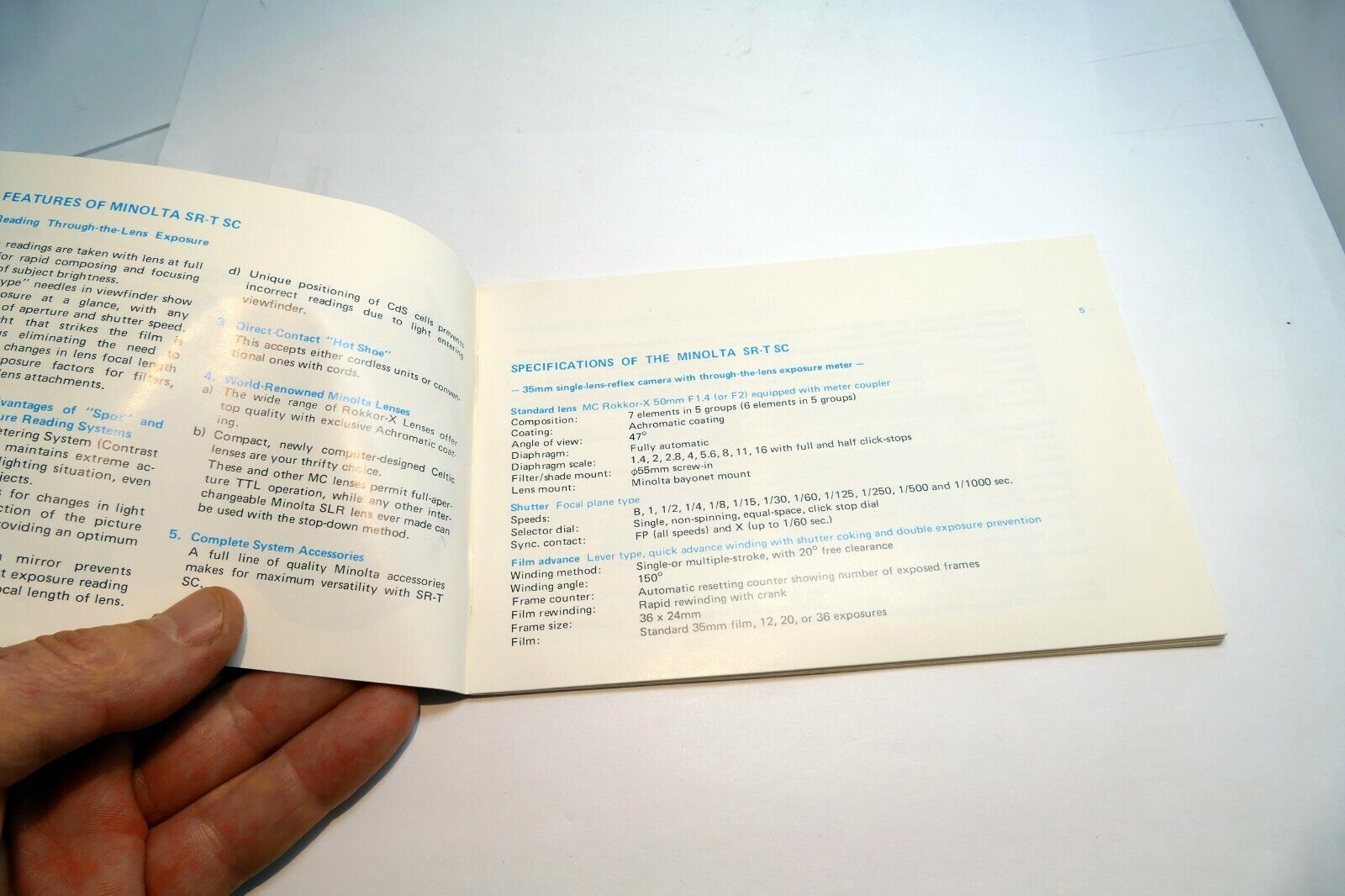 Minolta Camera SRT SC SR-TSC  Owner's Manual Guide instructions English En