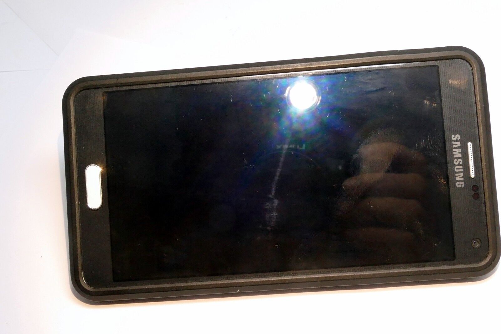 Good Black Samsung Galaxy Note 4 SM-N910A AT&T Android Smartphone white with cas