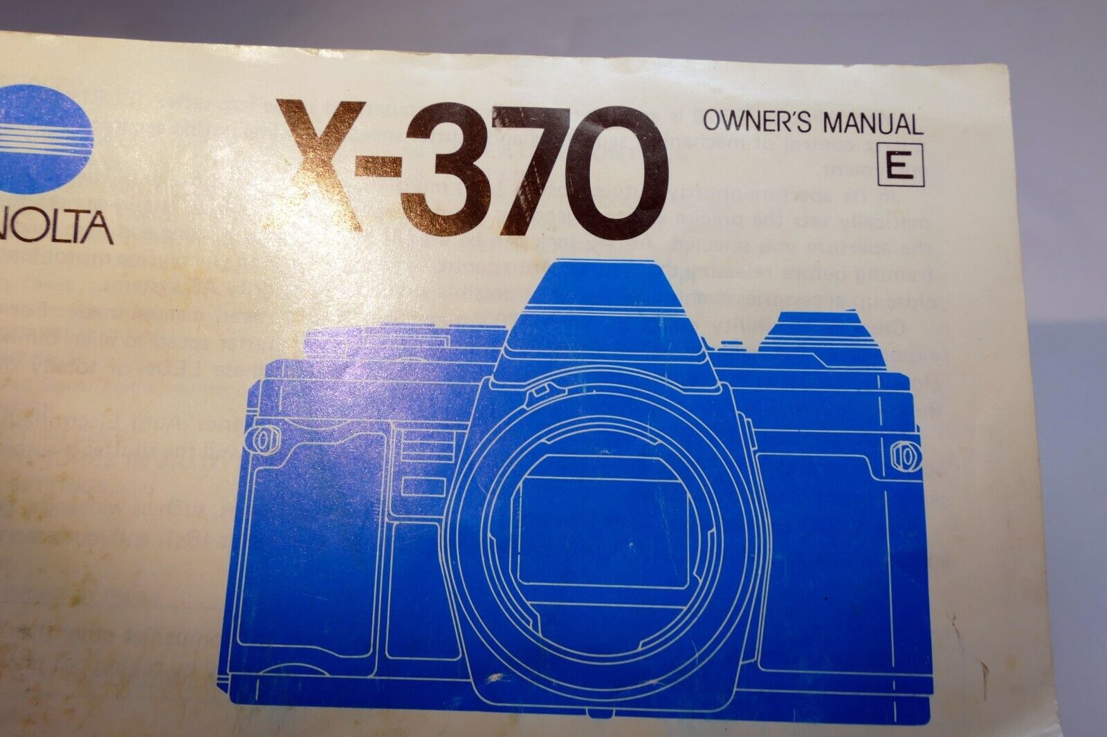 Minolta X370 Camera X-370 Instruction Owners Manual  Guide English E