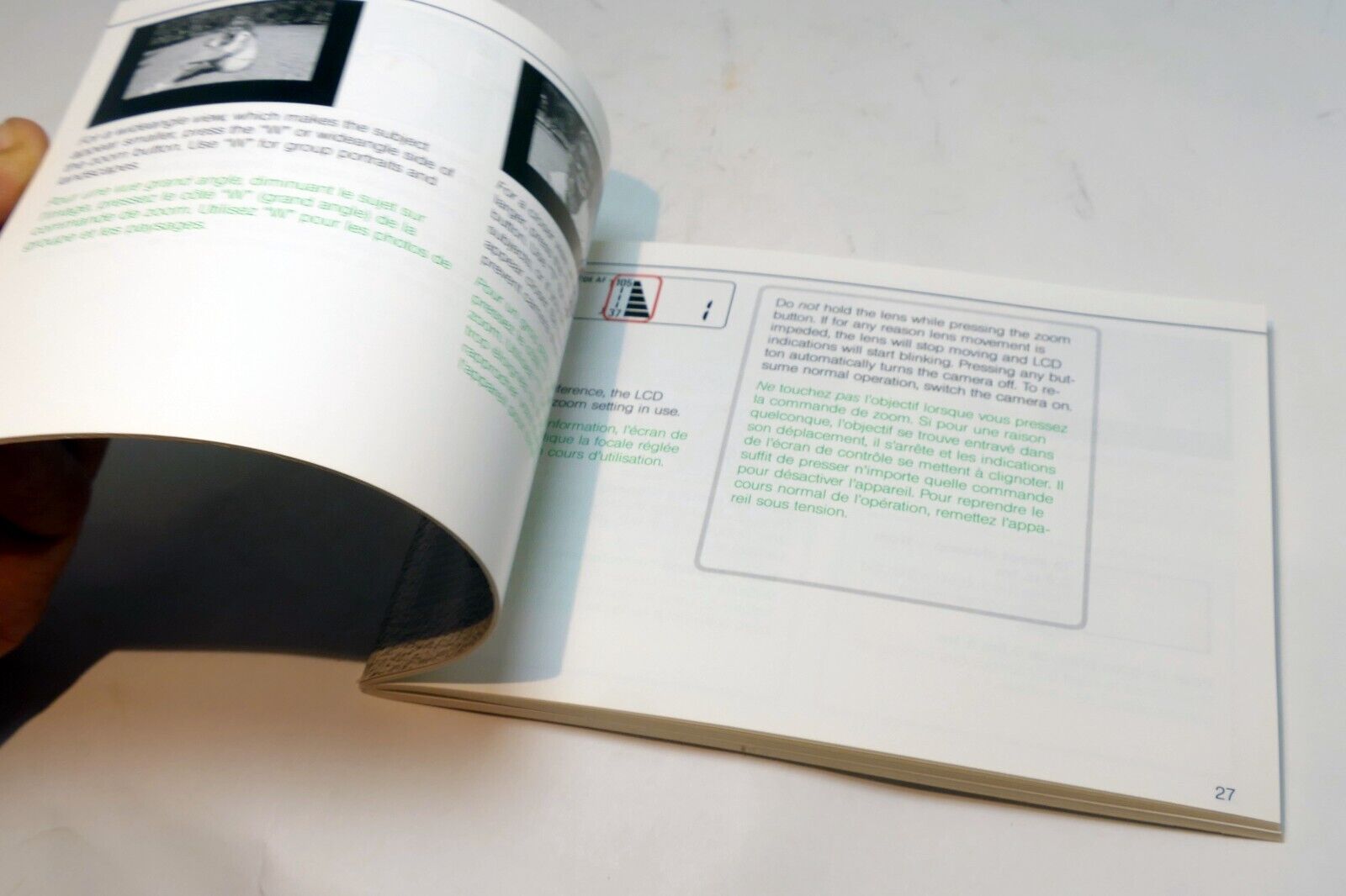 Nikon Zoom Touch 800 Film camera manual  Instruction Guide E English French Fr