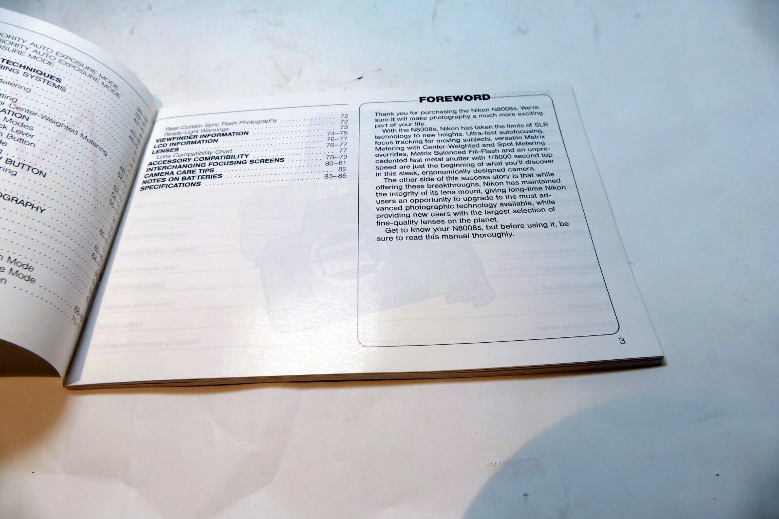 Nikon N8008S AF camera 35mm SLR Owner's Instruction Guide E English  - Mint