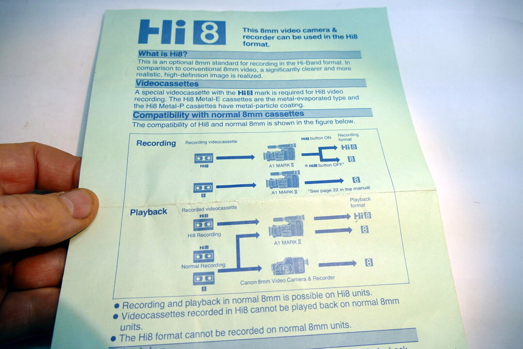 Brochure for Canon A1 Mark II 8mm Hi8 Hi-fi  Video Camcorder