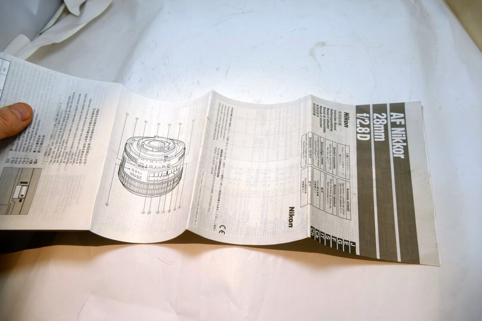 Nikon AF Nikkor 28mm f2.8D 8 Ai-s FLENS Instruction Guide Manual