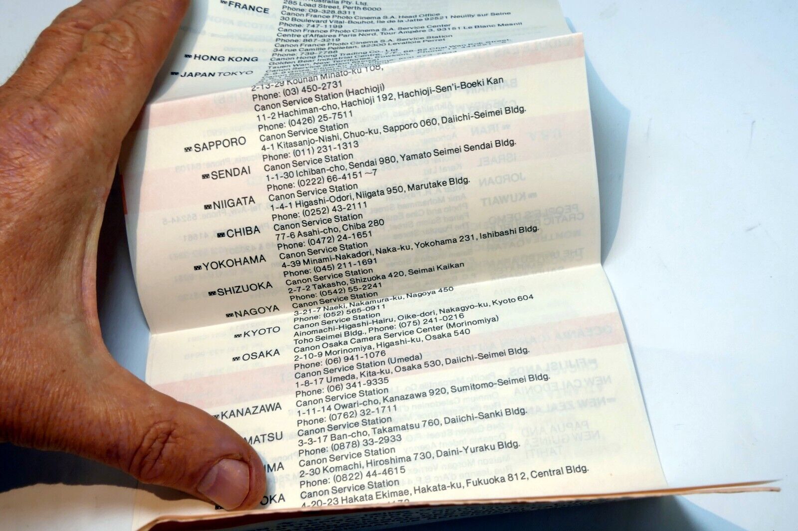 Canon warranty International Service network card Lens vintage 1980's