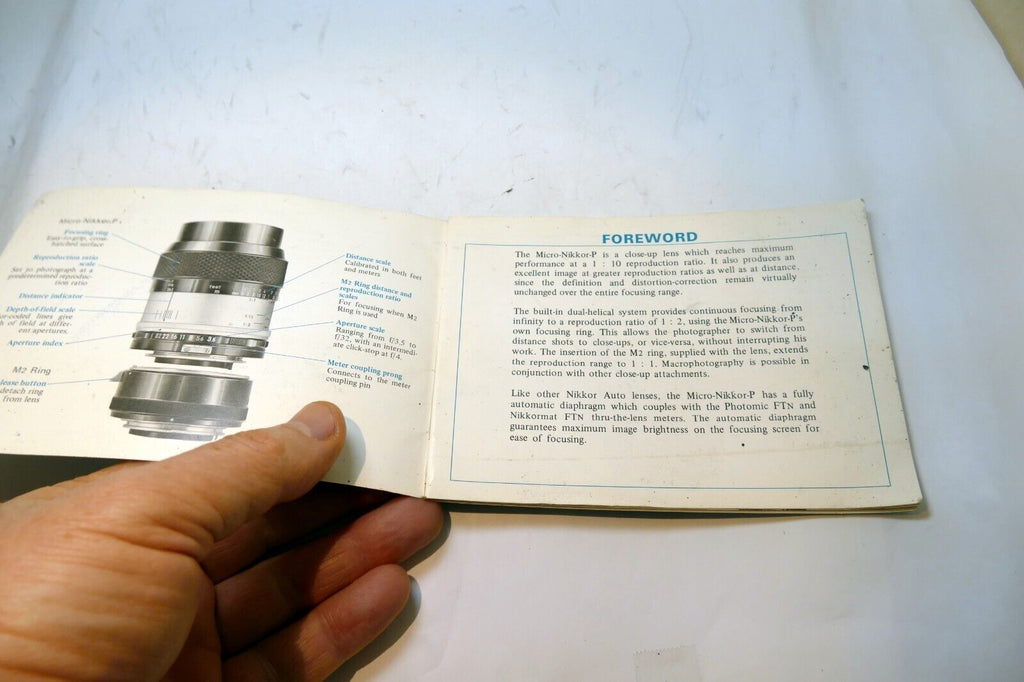 Nikon Micro-Nikkor-P 55mm f3.5 FLENS Instruction Guide Manual 1971