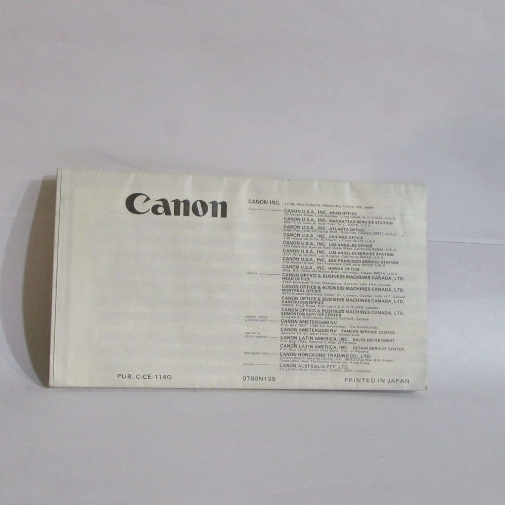Canon FD camera Products Guide Brochure 1970's Accessory list AE-1 O40742