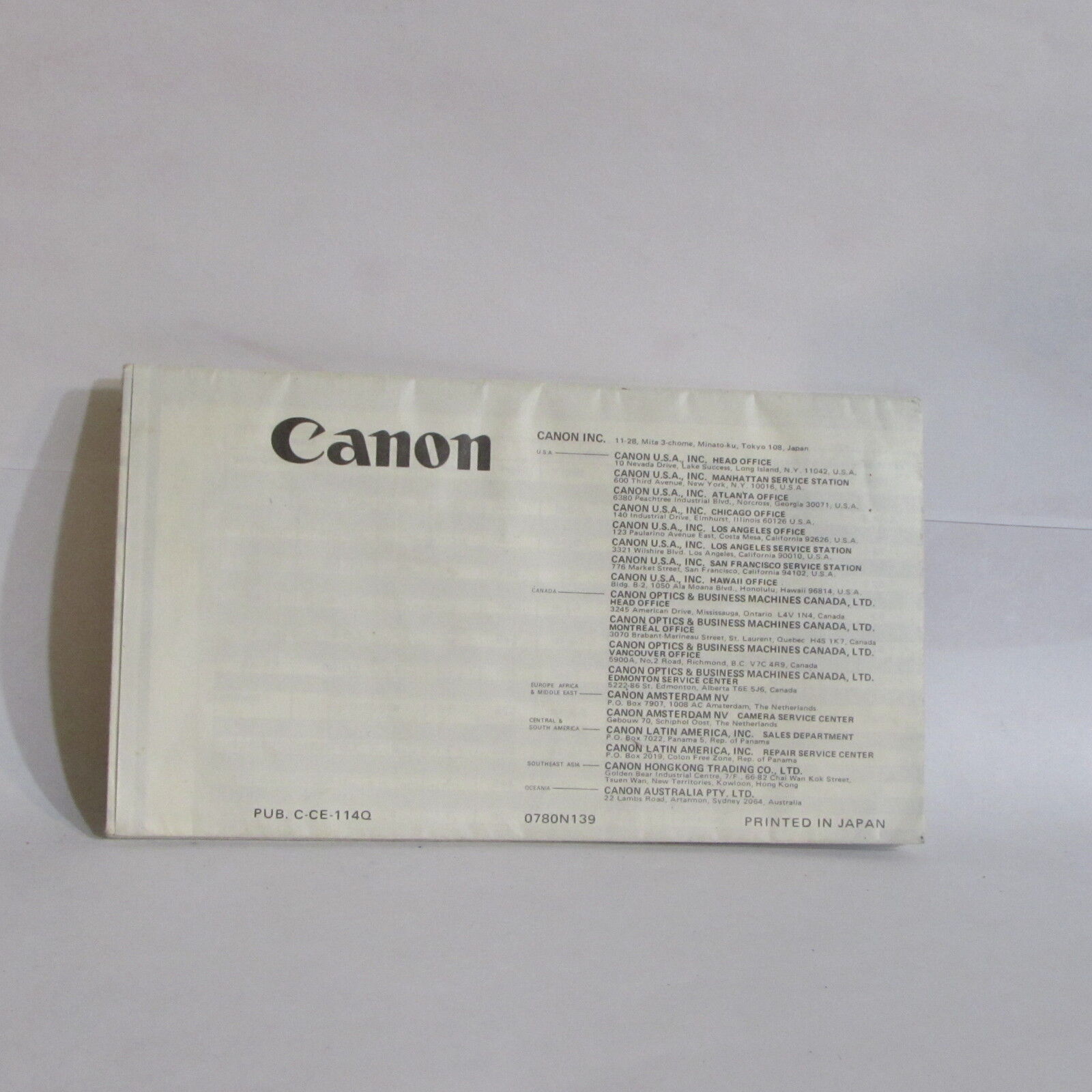 Canon FD camera Products Guide Brochure 1970's Accessory list AE-1 O40742